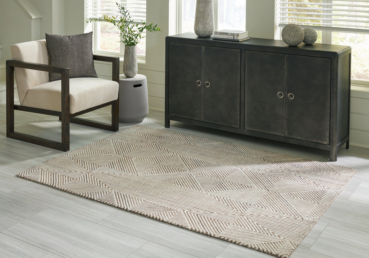 Furniture City Biloxi - Ashley Furniture - Jadott Rug - 5' x 7' Rug / Beige/Brown - R406802