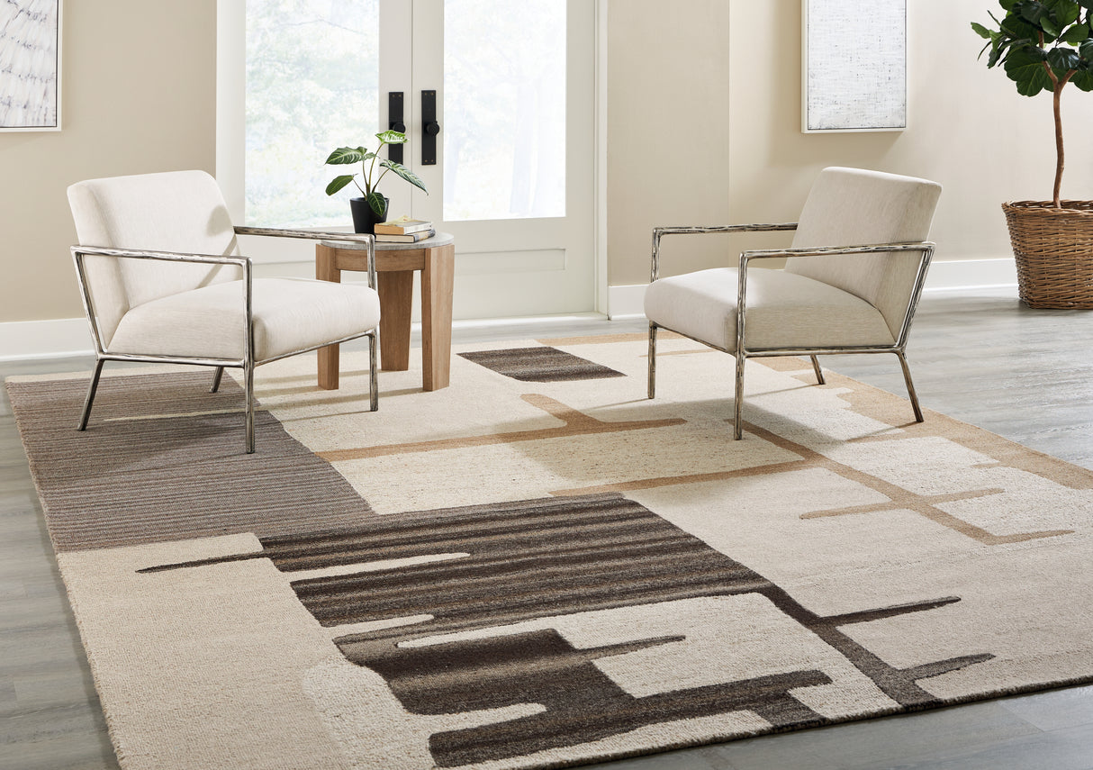 Furniture City Biloxi - Ashley Furniture - Kencher Rug - 5' x 7' Rug / Beige/Brown - R406822