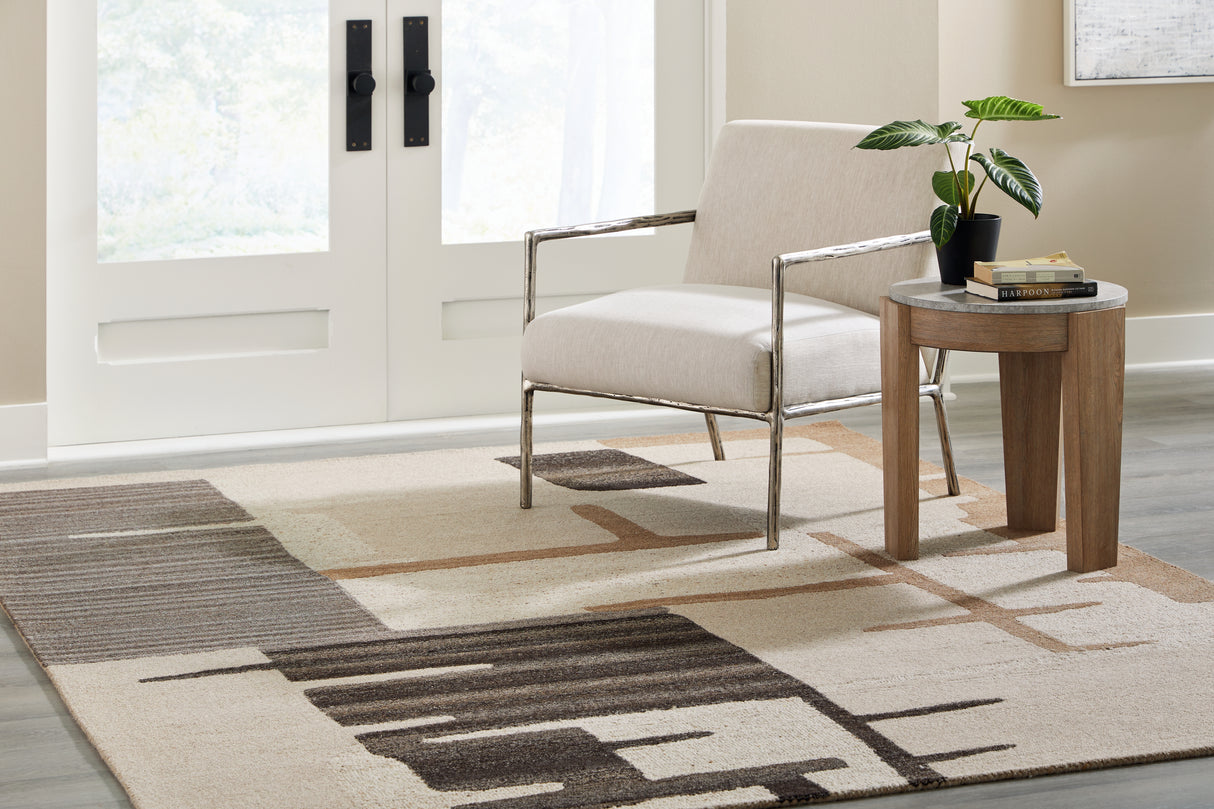 Furniture City Biloxi - Ashley Furniture - Kencher Rug - 8' x 10' Rug / Beige/Brown - R406821