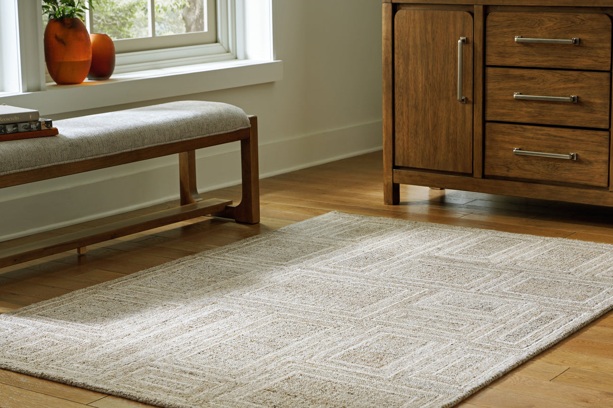 Furniture City Biloxi - Ashley Furniture - Brickburgh Rug - 5' x 7' Rug / Gray/Ivory/Honey - R406902