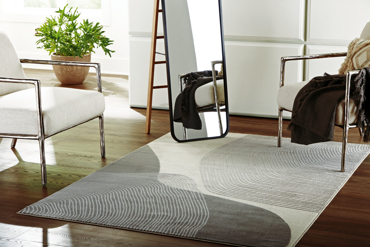 Furniture City Biloxi - Ashley Furniture - Winderburg Rug - 5' x 7' Rug / Gray/Ivory - R406952