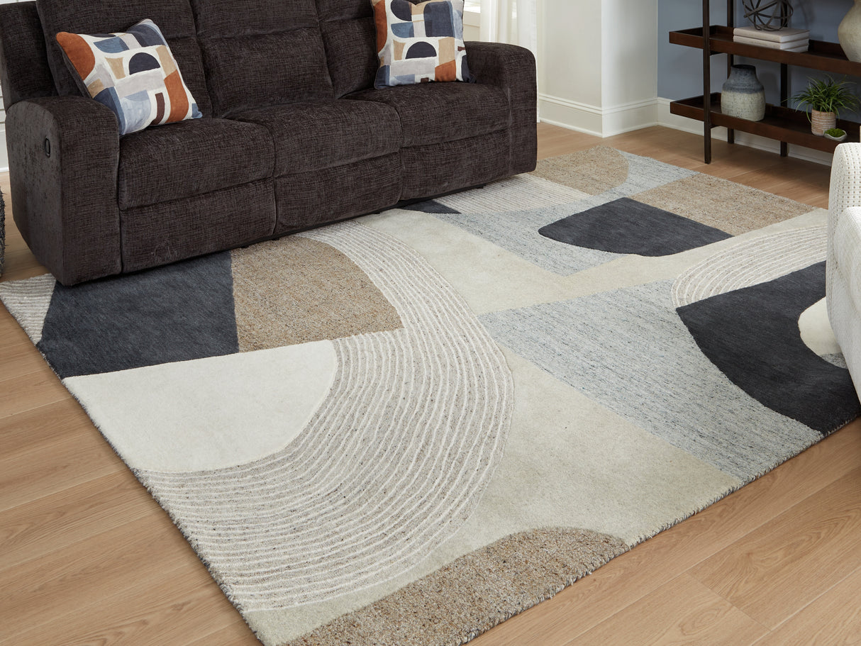 Furniture City Biloxi - Ashley Furniture - Edrickhill Rug - 8' x 10' Rug / Grayish Teal/Taupe/Cream - R407121