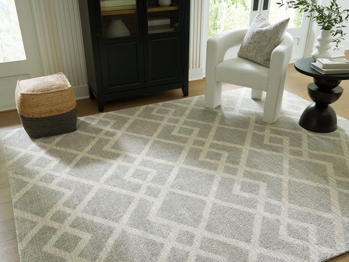 Furniture City Biloxi - Ashley Furniture - Unawick Rug - Large Rug / Gray/Ivory - R407331