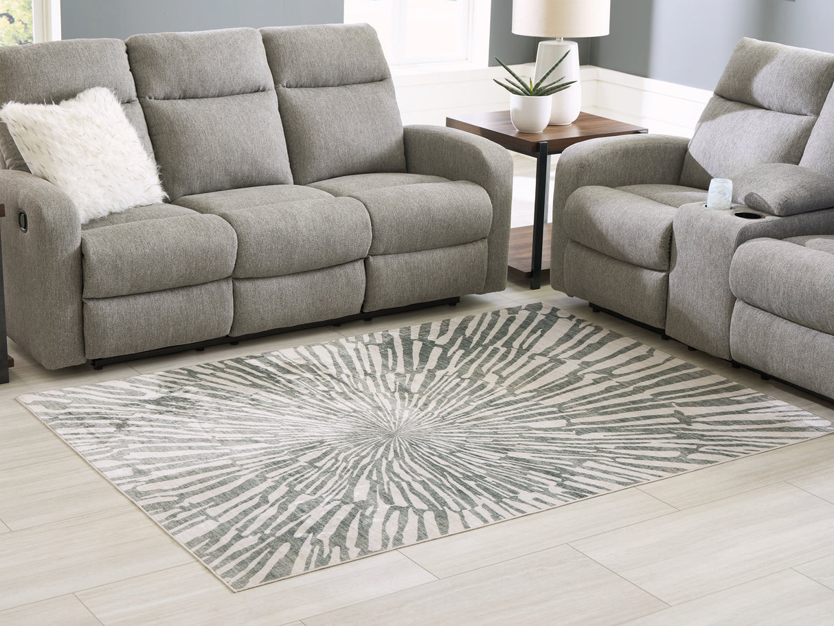 Furniture City Biloxi - Ashley Furniture - Verland Rug - Washable 5' x 7' Area Rug / Gray/White - R407432