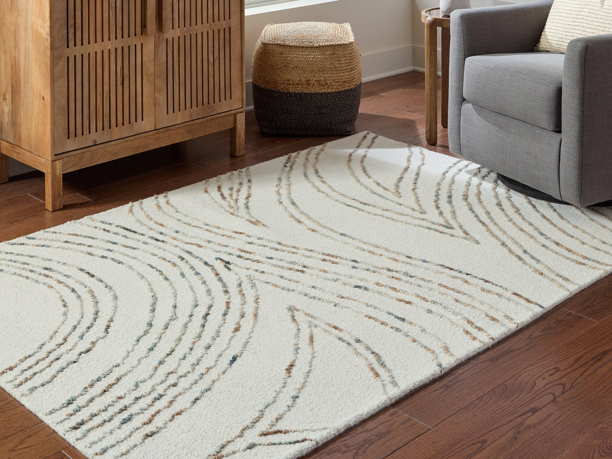 Furniture City Biloxi - Ashley Furniture - Deenbury Rug - 5' x 7' Area Rug / Ivory/Green/Brown - R407862