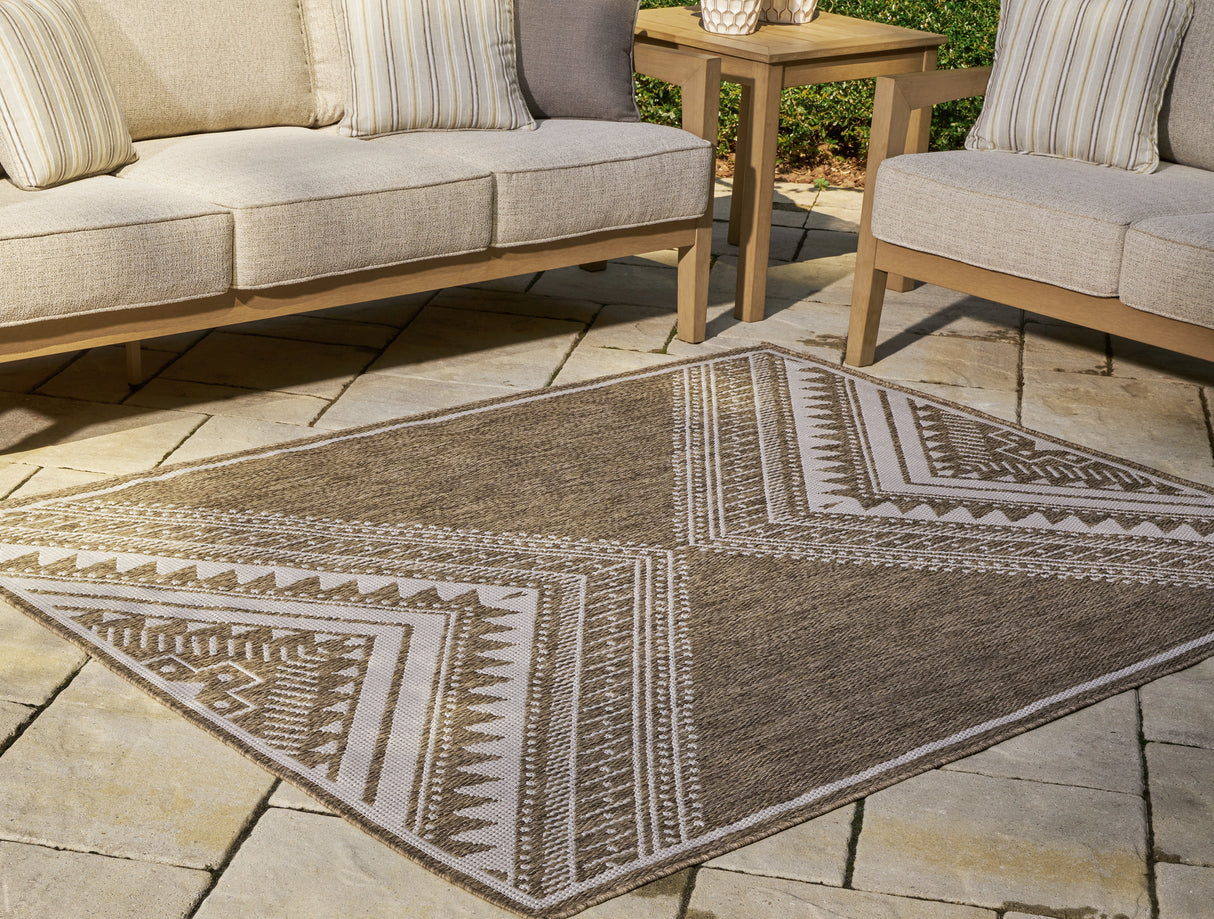 Furniture City Biloxi - Ashley Furniture - Dunsler Rug - 5' x 7' Rug / Brown/Cream - R900012