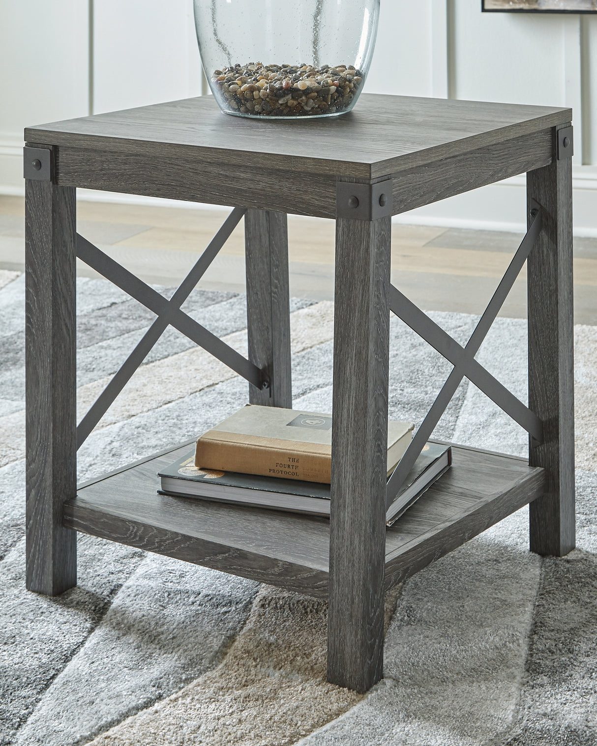 Furniture City Biloxi - Ashley Furniture - Freedan End Table - Square End Table / Grayish Brown - T175-2