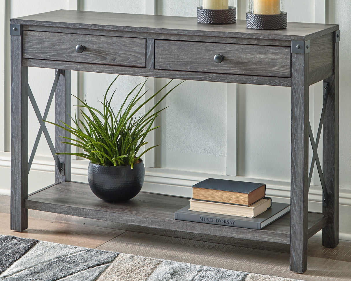 Furniture City Biloxi - Ashley Furniture - Freedan Sofa/Console Table - Console Sofa Table / Grayish Brown - T175-4