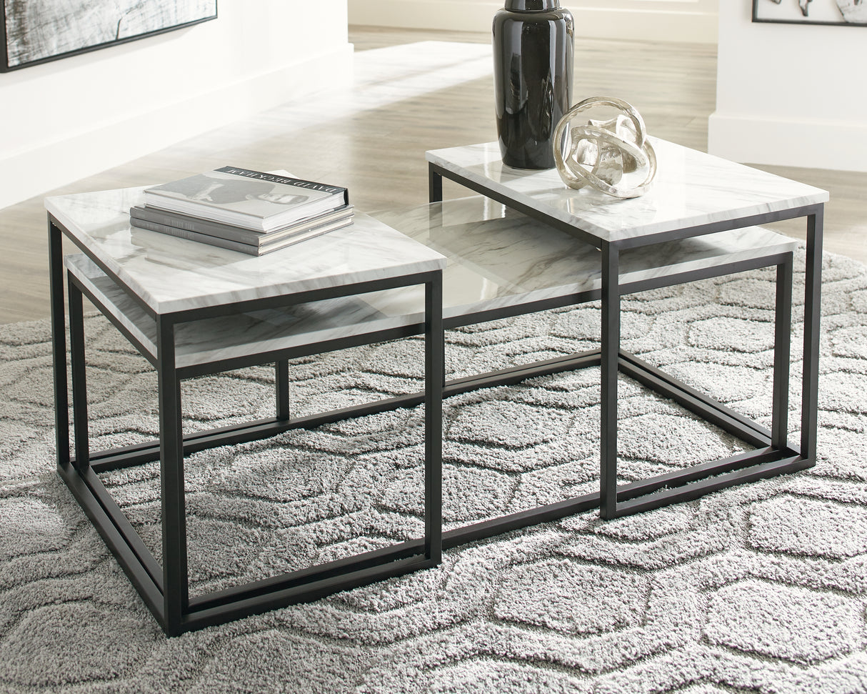 Furniture City Biloxi - Ashley Furniture - Donnesta Table (Set of 3) - Occasional Table Set (3/CN) / Gray/Black - T182-13