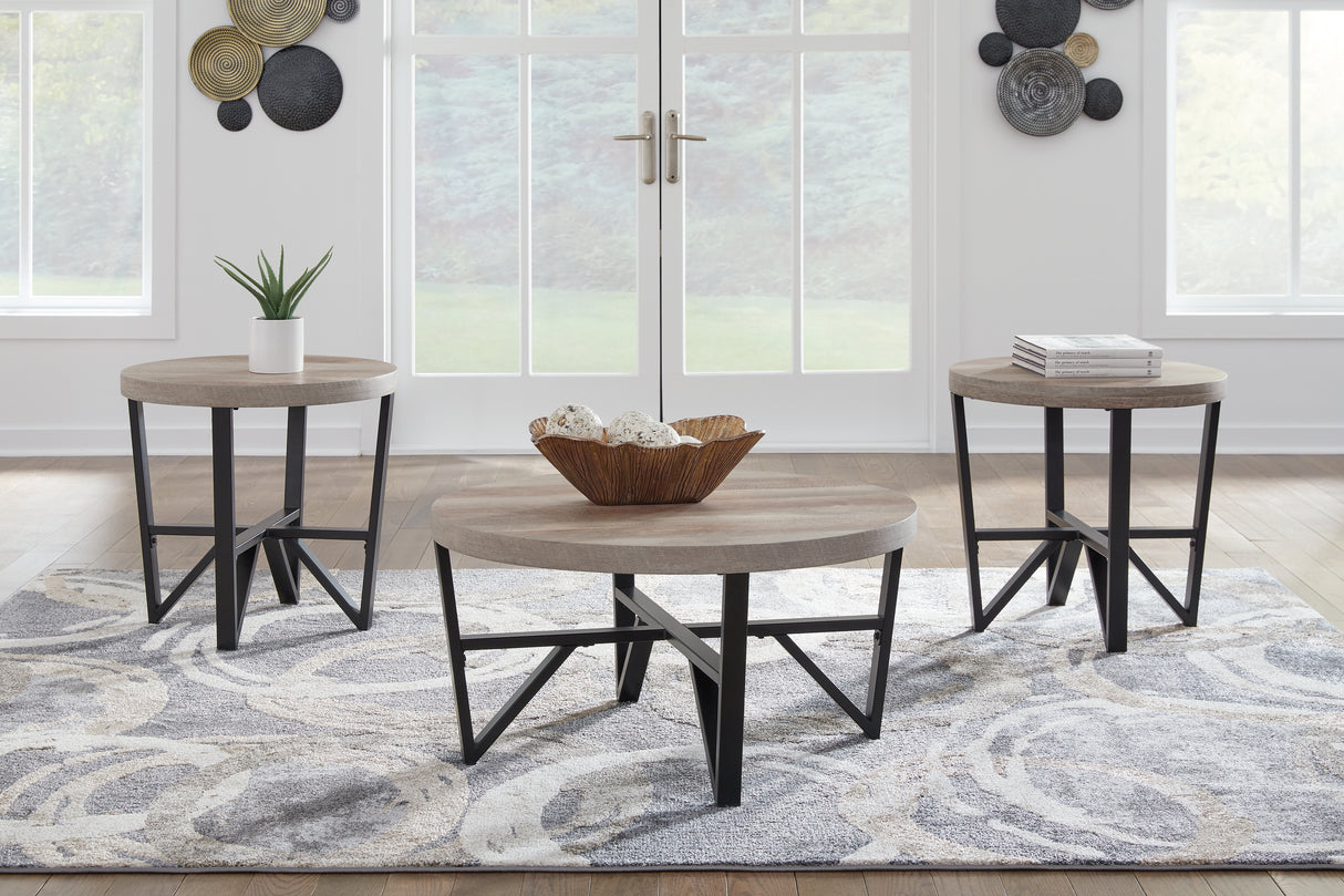 Furniture City Biloxi - Ashley Furniture - Deanlee Table (Set of 3) - Occasional Table Set (3/CN) / Grayish Brown/Black - T235-13