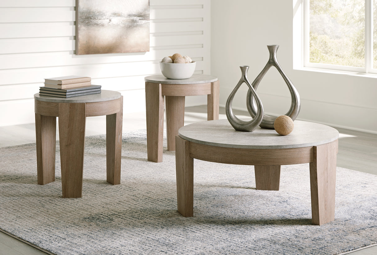 Furniture City Biloxi - Ashley Furniture - Guystone Table (Set of 3) - Occasional Table Set (3/CN) / Light Brown - T237-13