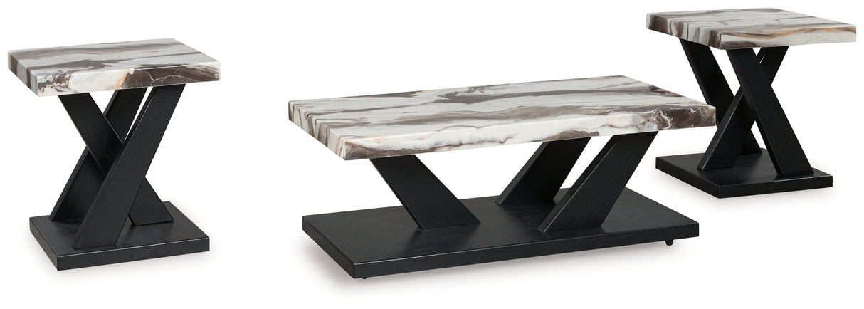 Furniture City Biloxi - Ashley Furniture - Cendill Table (Set of 3) - Occasional Table Set (3/CN) / Dark Brown/White/Black - T403-13