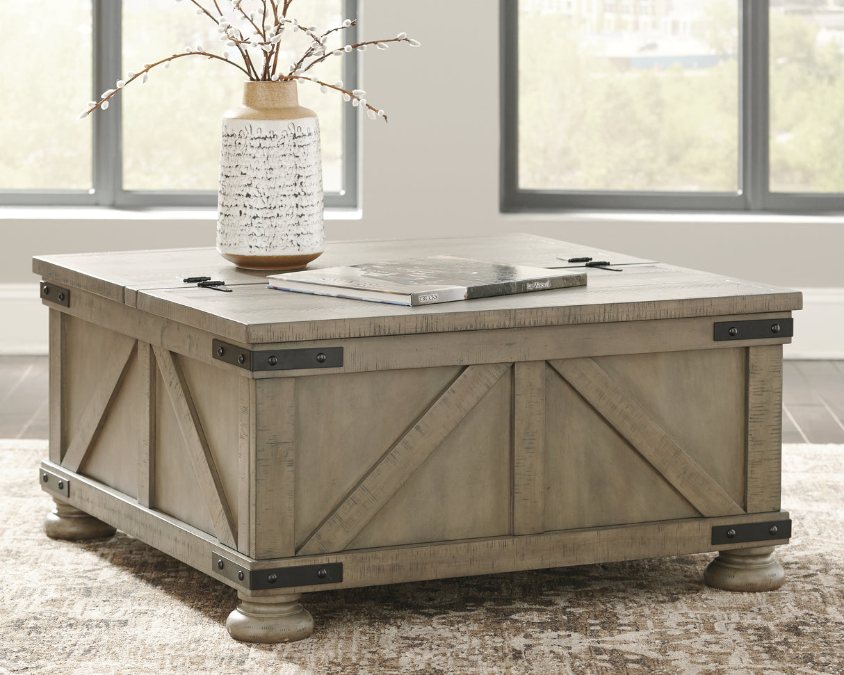 Furniture City Biloxi - Ashley Furniture - Aldwin Coffee Table With Storage - Cocktail Table with Storage / Gray - T457-20