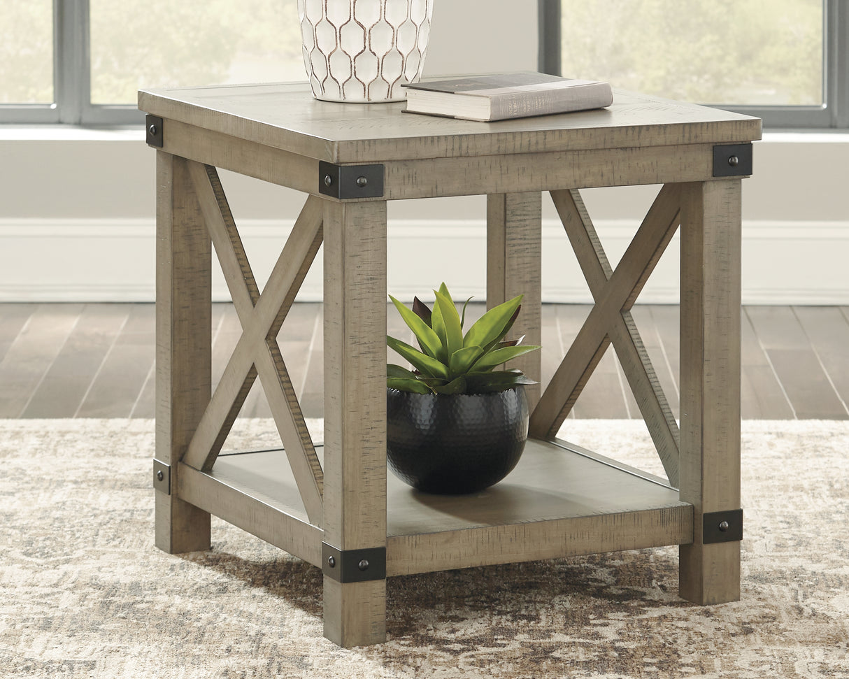 Furniture City Biloxi - Ashley Furniture - Aldwin End Table - Rectangular End Table / Gray - T457-3
