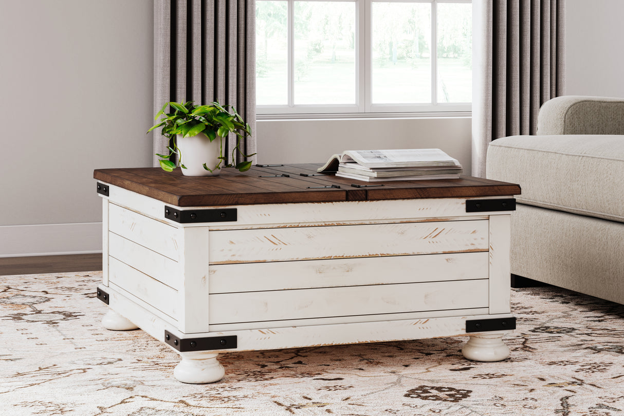 Furniture City Biloxi - Ashley Furniture - Wystfield Coffee Table - Cocktail Table with Storage / White/Brown - T459-20