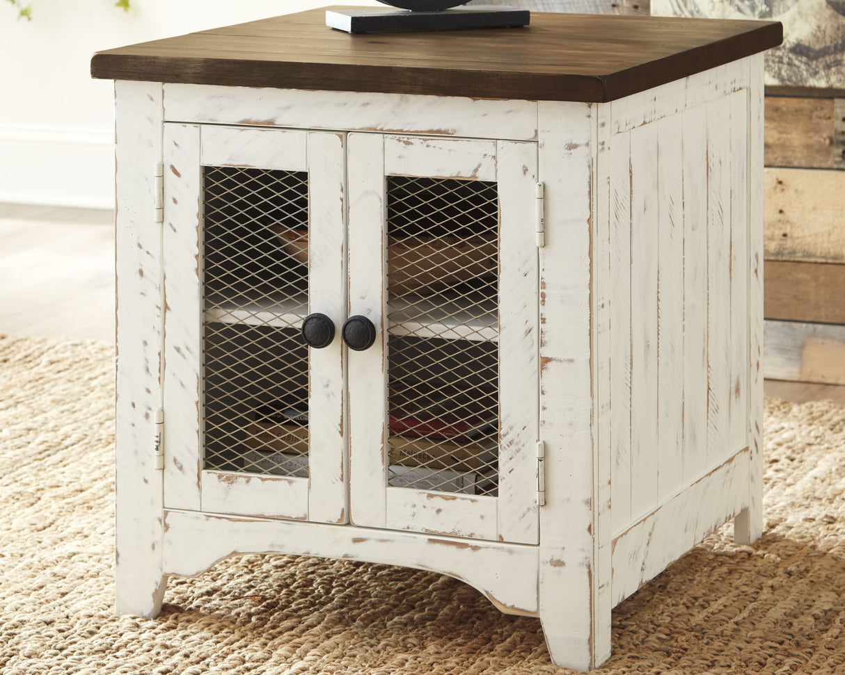 Furniture City Biloxi - Ashley Furniture - Wystfield End Table - Rectangular End Table / White/Brown - T459-3