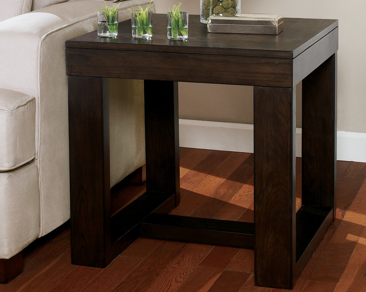 Furniture City Biloxi - Ashley Furniture - Watson End Table - Square End Table / Dark Brown - T481-2