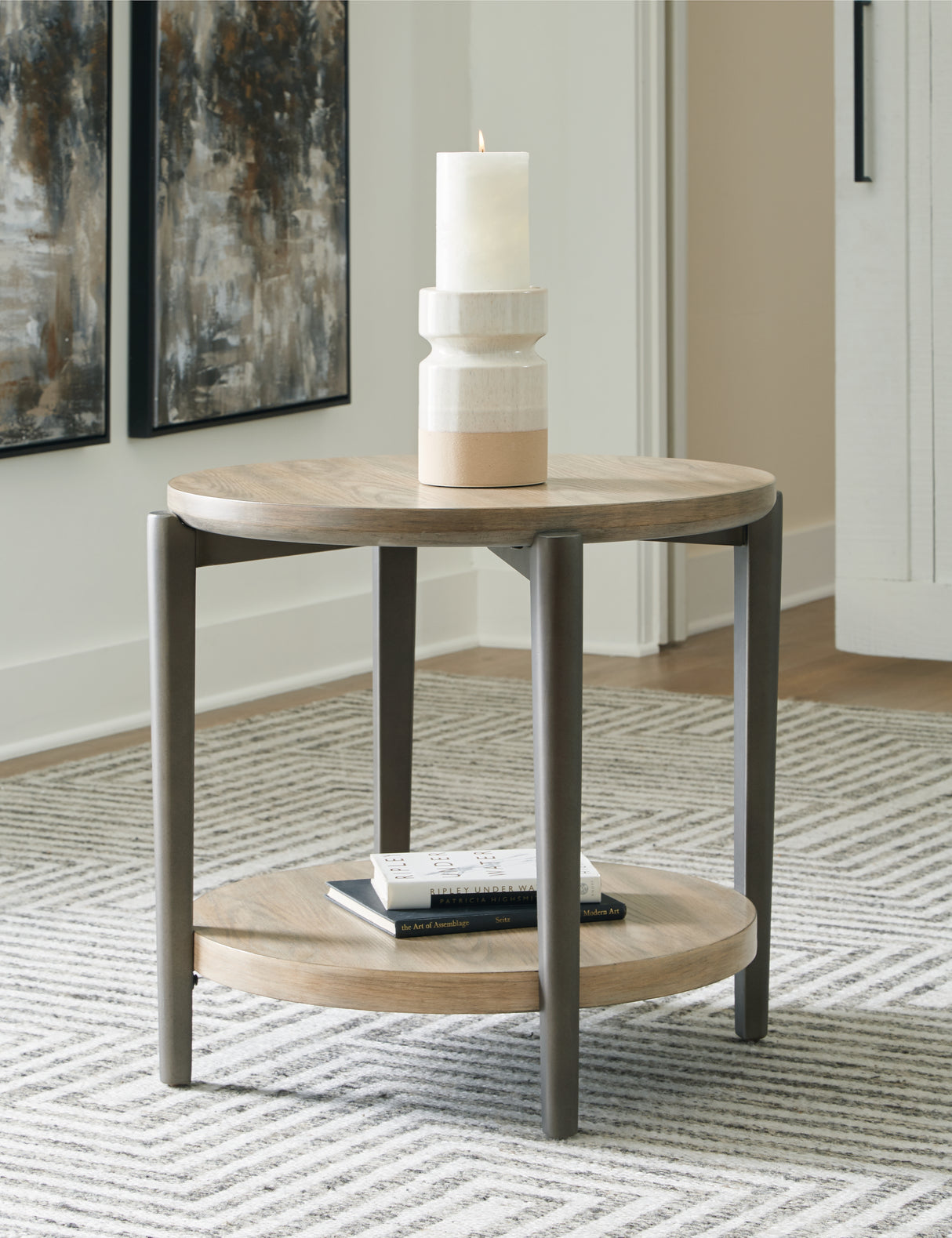 Furniture City Biloxi - Ashley Furniture - Dyonton End Table - Round End Table / Light Grayish Brown - T574-6