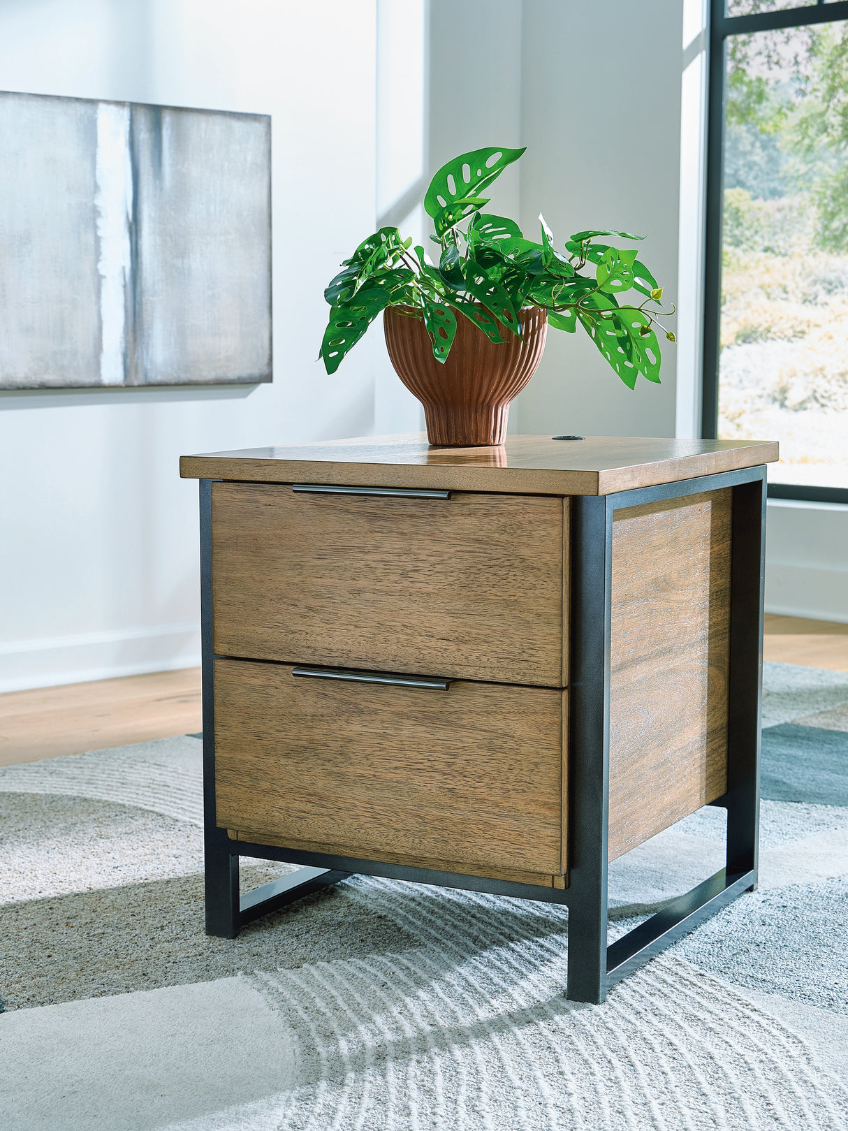 Furniture City Biloxi - Ashley Furniture - Montia End Table - Rectangular End Table / Light Brown - T602-3