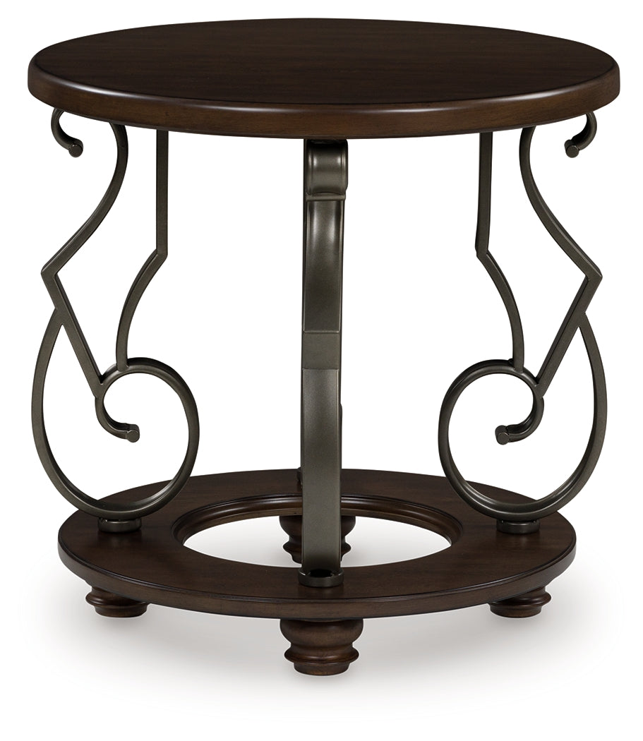 Furniture City Biloxi - Ashley Furniture - Frallyn End Table - Round End Table / Dark Brown - T623-6