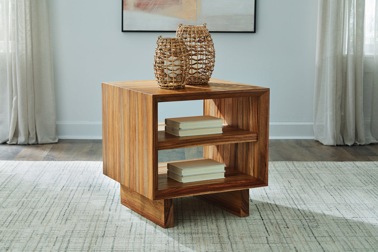 Furniture City Biloxi - Ashley Furniture - Dressonni End Table - Square End Table / Brown - T690-2