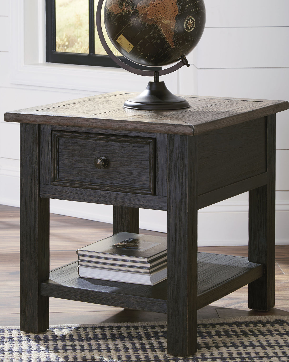 Furniture City Biloxi - Ashley Furniture - Tyler Creek End Table - Rectangular End Table / Grayish Brown/Black - T736-3