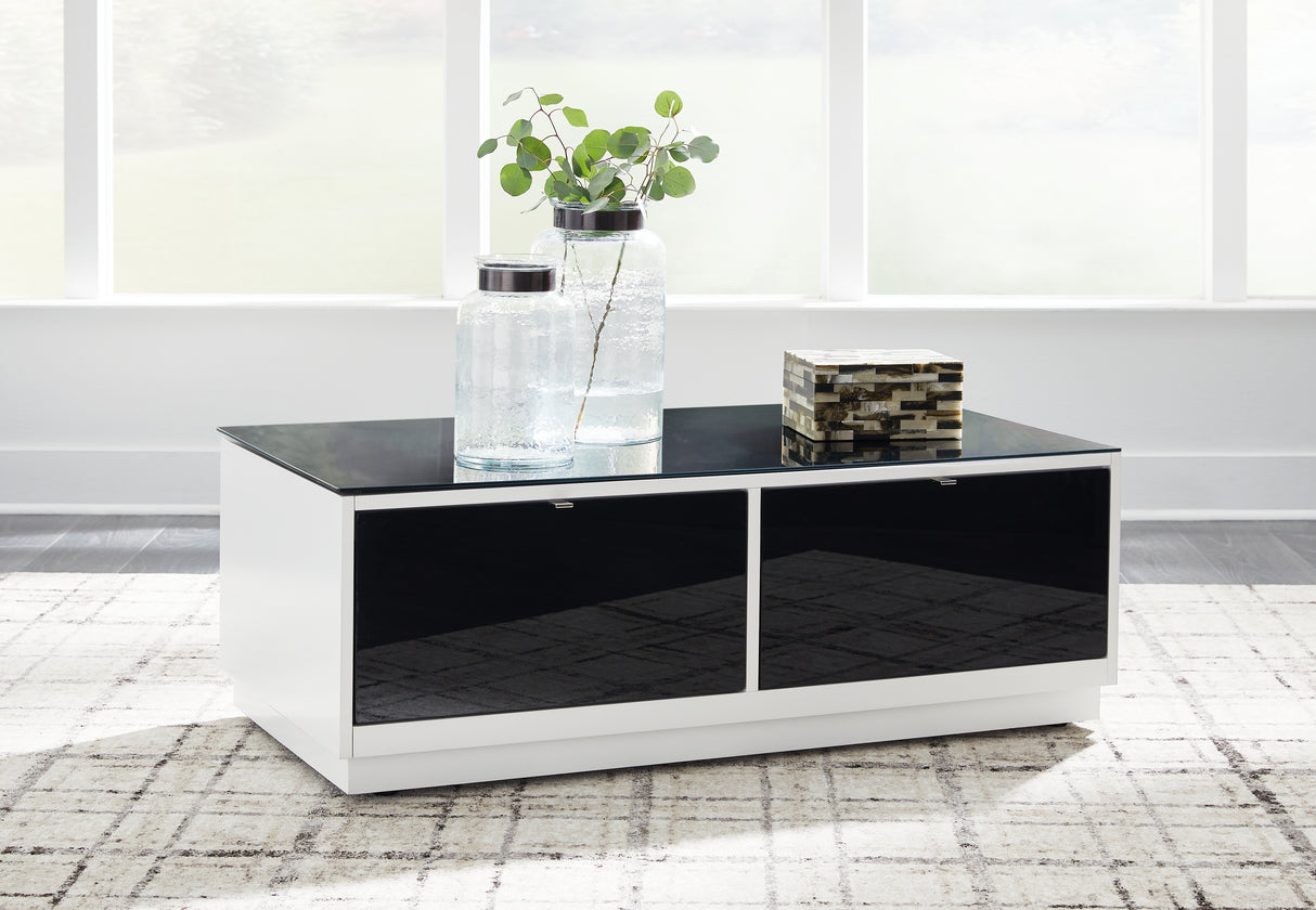 Furniture City Biloxi - Ashley Furniture - Gardoni Coffee Table - Rectangular Cocktail Table / White/Black - T756-1