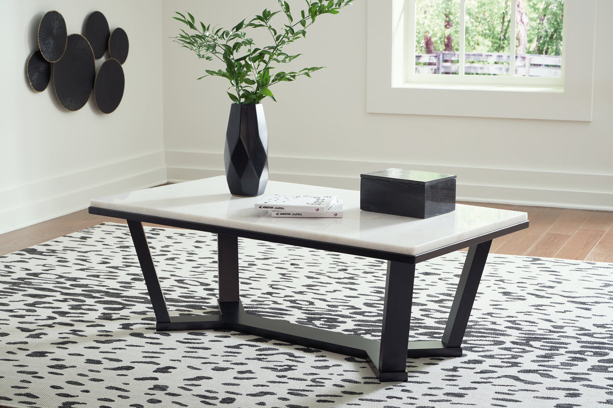 Furniture City Biloxi - Ashley Furniture - Fostead Coffee Table - Rectangular Cocktail Table / White/Espresso - T770-1