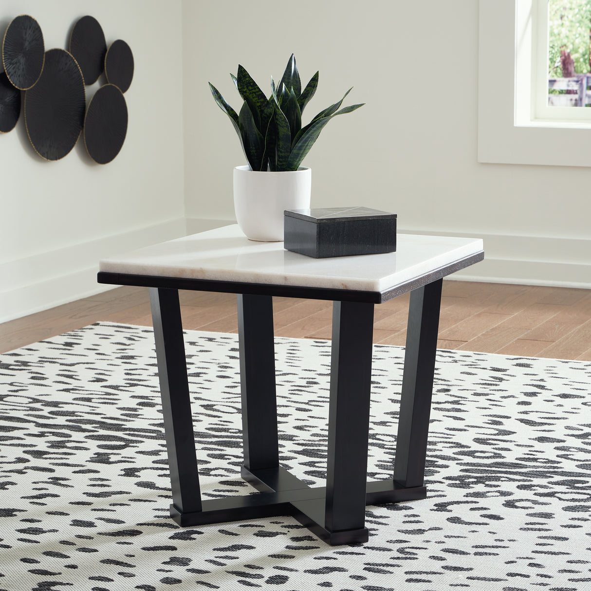 Furniture City Biloxi - Ashley Furniture - Fostead End Table - Square End Table / White/Espresso - T770-2