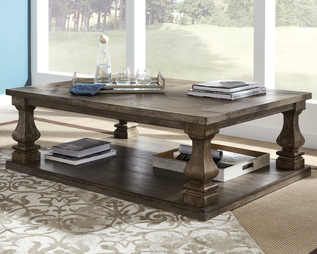 Furniture City Biloxi - Ashley Furniture - Johnelle Coffee Table - Rectangular Cocktail Table / Gray - T776-1