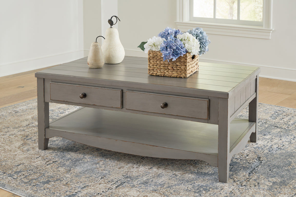 Furniture City Biloxi - Ashley Furniture - Charina Coffee Table - Rectangular Cocktail Table / Antique Gray - T784-1