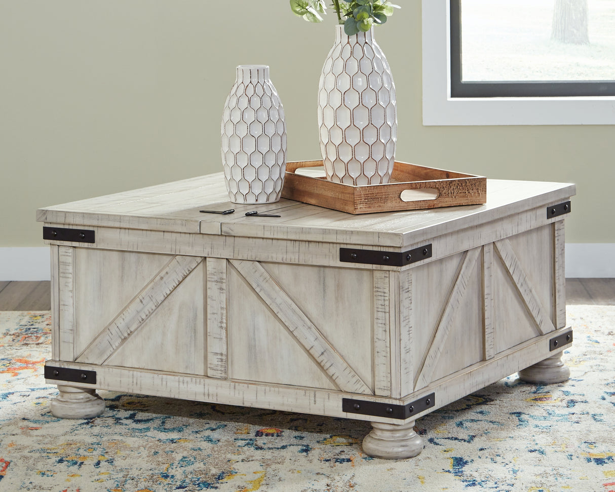 Furniture City Biloxi - Ashley Furniture - Carynhurst Coffee Table - Cocktail Table with Storage / Whitewash - T929-20