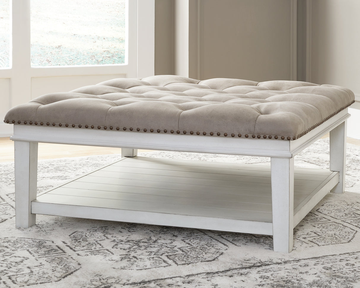 Furniture City Biloxi - Ashley Furniture - Kanwyn Upholstered Ottoman Coffee Table - UPH Ottoman Cocktail Table / Whitewash - T937-21
