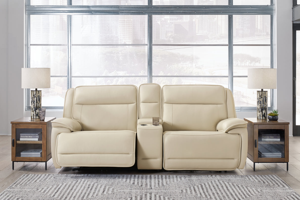 Furniture City Biloxi - Ashley Furniture - Double Deal Sectional - 3-Piece Power Reclining Loveseat Sectional with Console / Almond - U13001S4