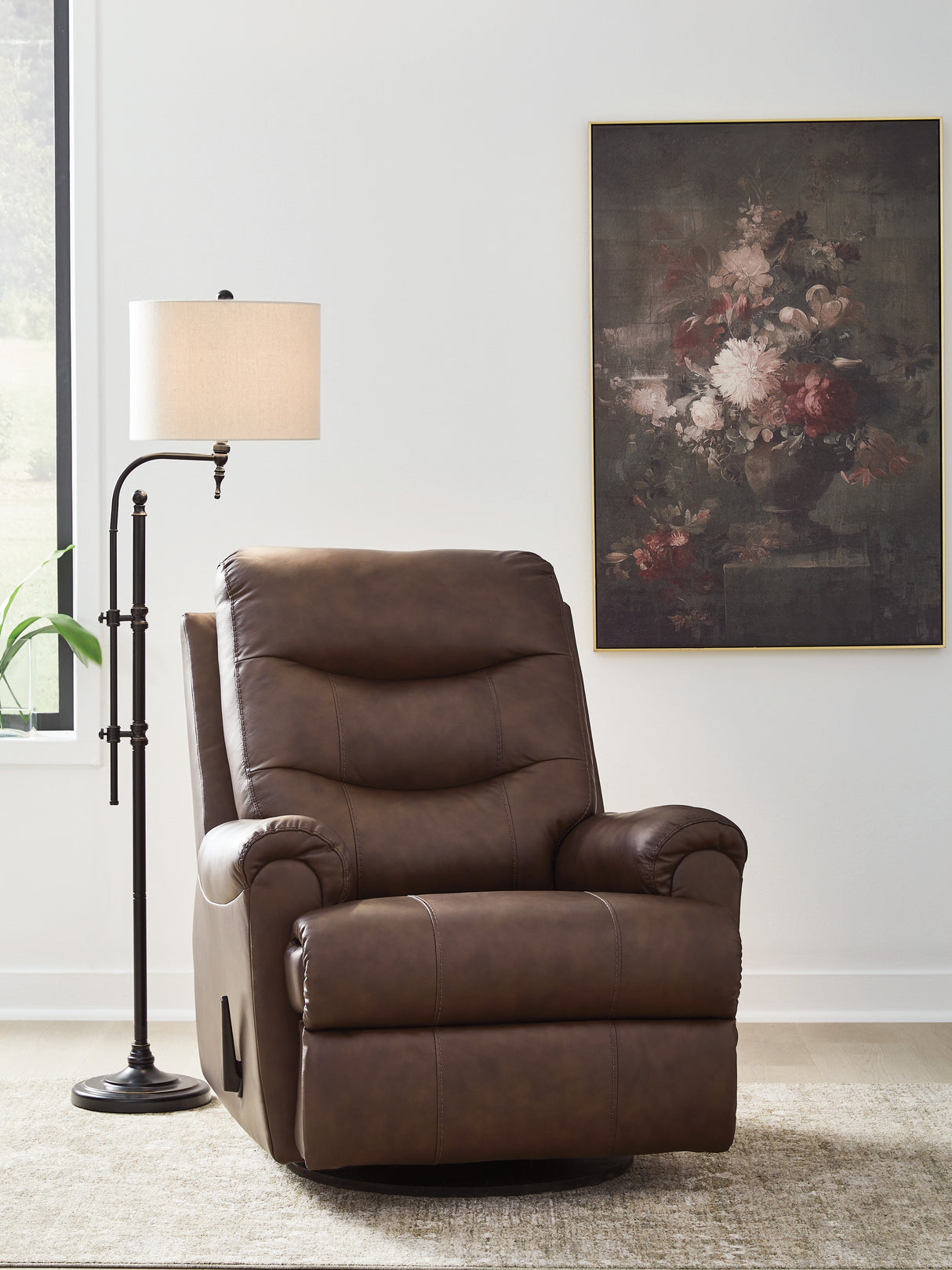 Furniture City Biloxi - Ashley Furniture - Flynwood Living Room - Swivel Glider Recliner / Espresso - PCU1340061
