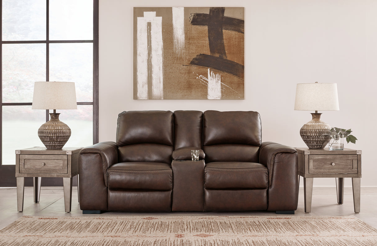 Furniture City Biloxi - Ashley Furniture - Alessandro Living Room - PWR Recliner/ADJ Headrest / Walnut - U2550213