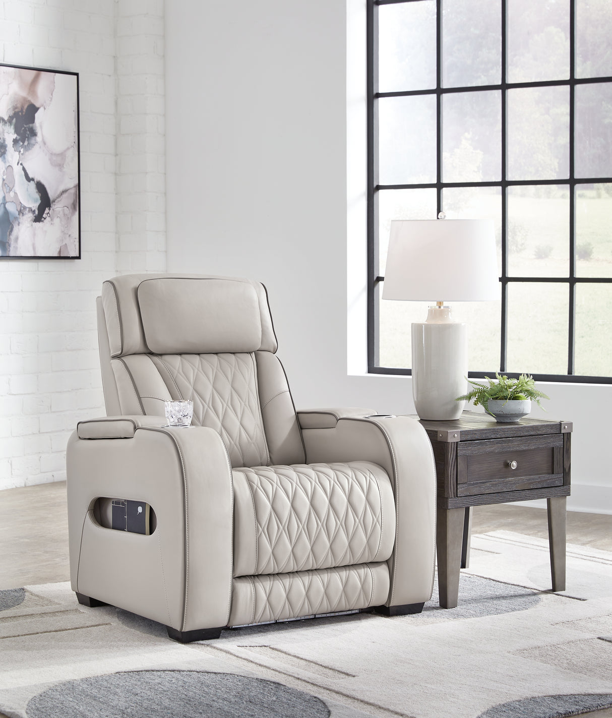 Furniture City Biloxi - Ashley Furniture - Boyington Living Room - PWR Recliner/ADJ Headrest / Gray - U2710513