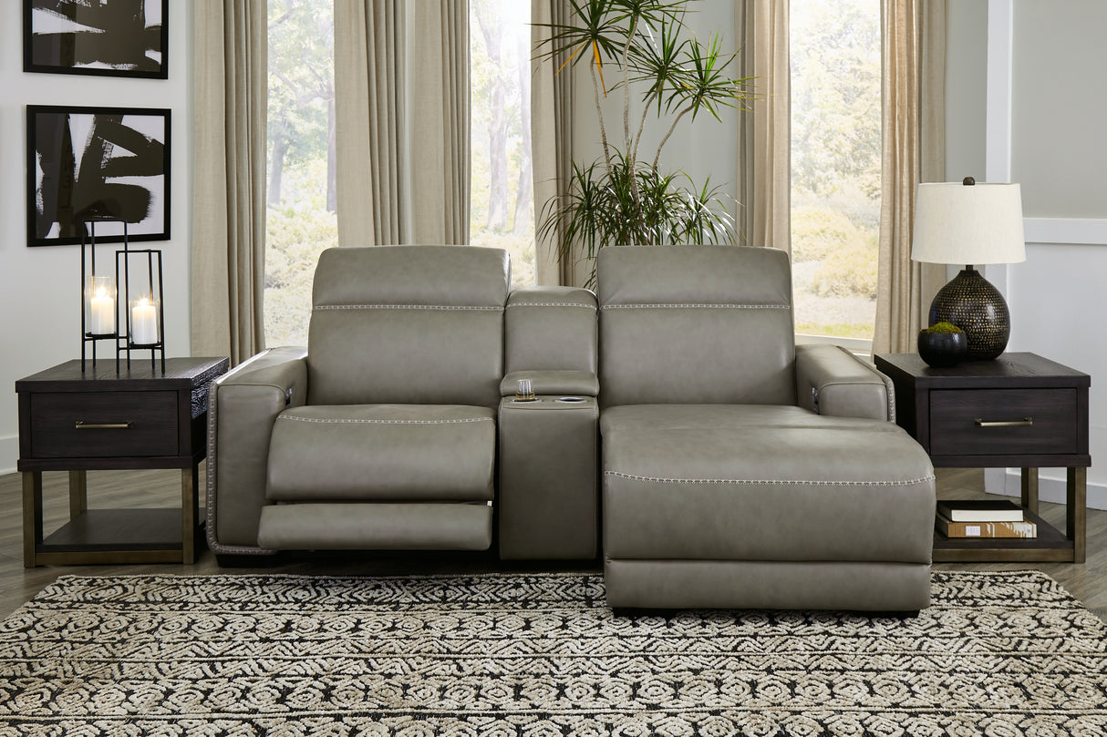 Furniture City Biloxi - Ashley Furniture - Correze Sectional - 3-Piece Power Reclining Sectional with Chaise / Gray - U94202S11