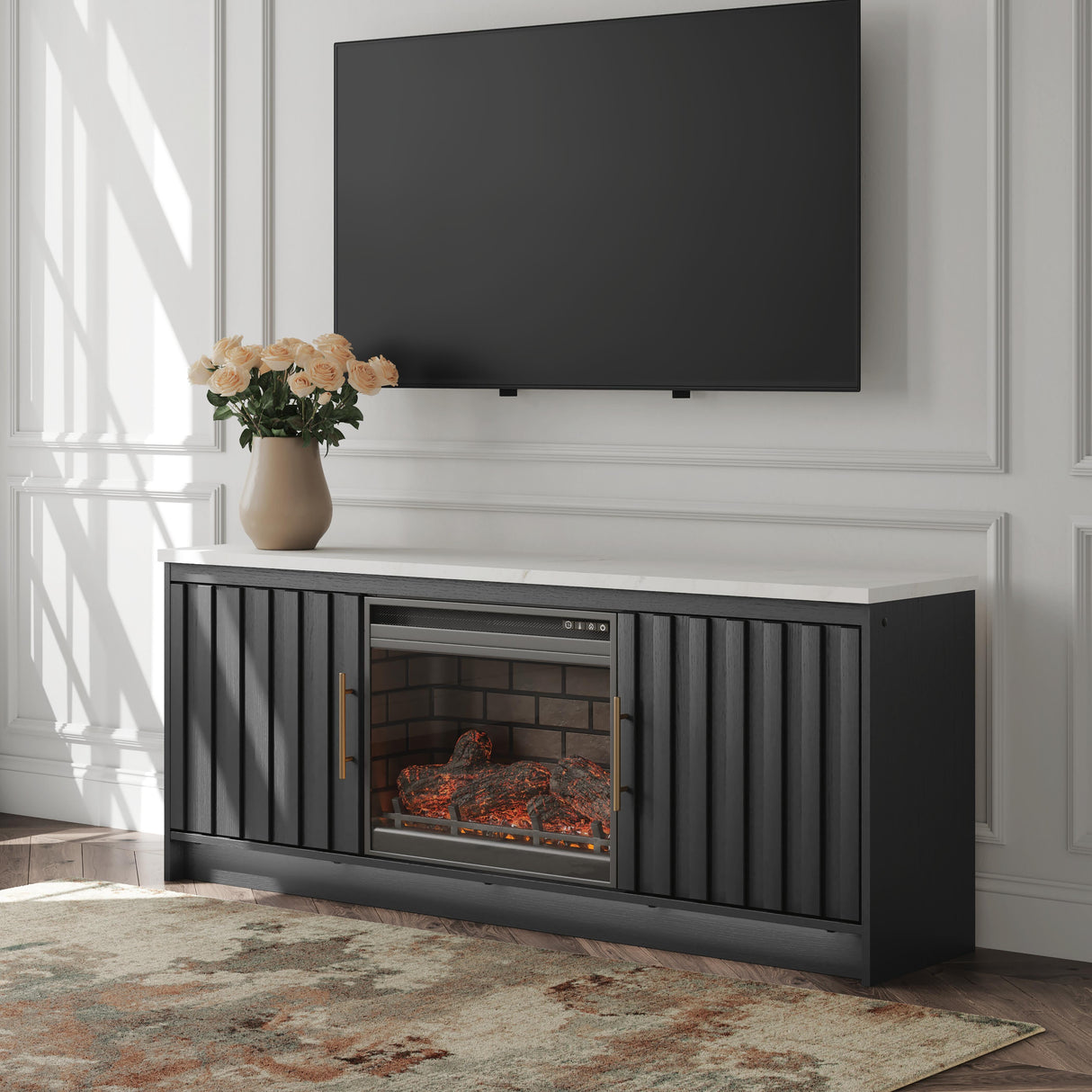 Furniture City Biloxi - Ashley Furniture - Cadmori 63" TV Stand with Electric Fireplace - 63" TV Stand with Electric Fireplace - W2616W2