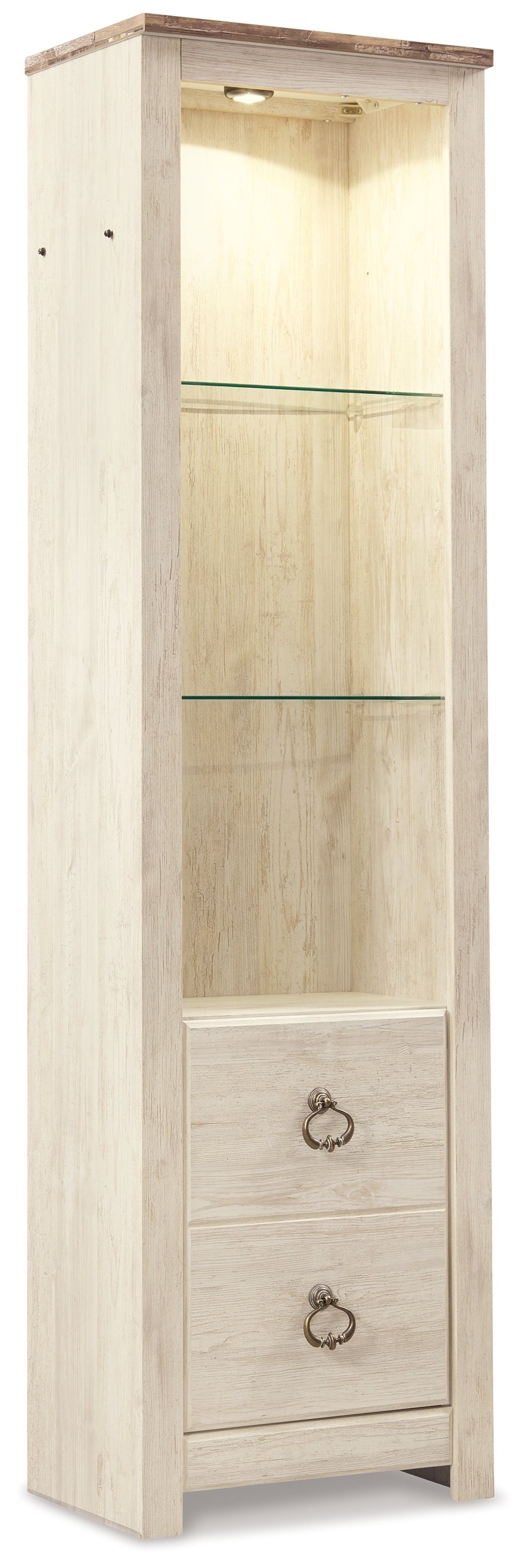 Furniture City Biloxi - Ashley Furniture - Willowton Entertainment Center - 4-Piece Entertainment Center / Whitewash - W267W3