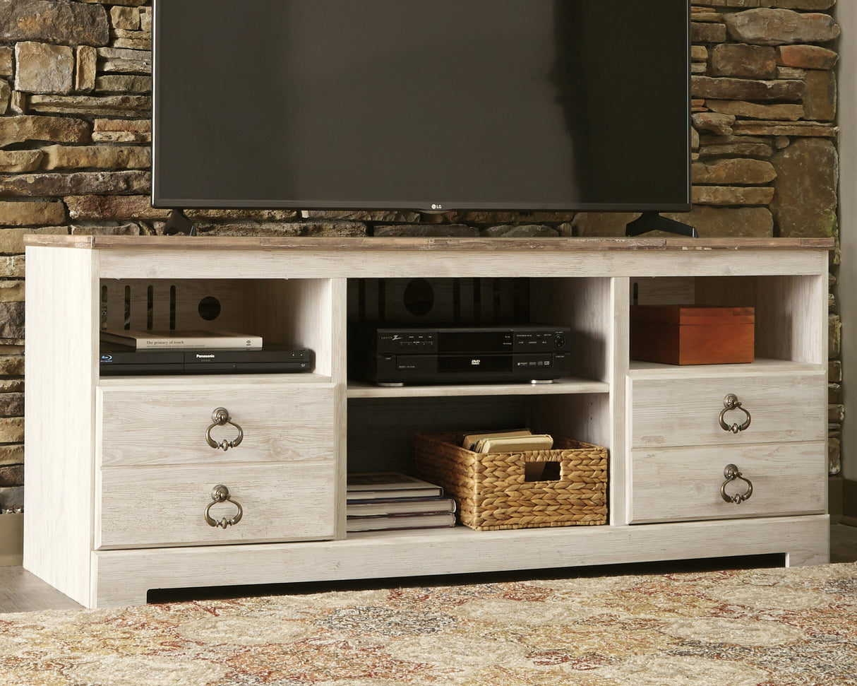 Furniture City Biloxi - Ashley Furniture - Willowton TV Stand - 64" / Whitewash - W267-68