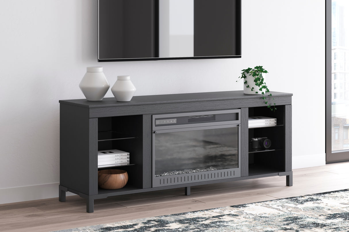 Furniture City Biloxi - Ashley Furniture - Cayberry TV Stand - 60" with Electric Fireplace / Black - W2721-168