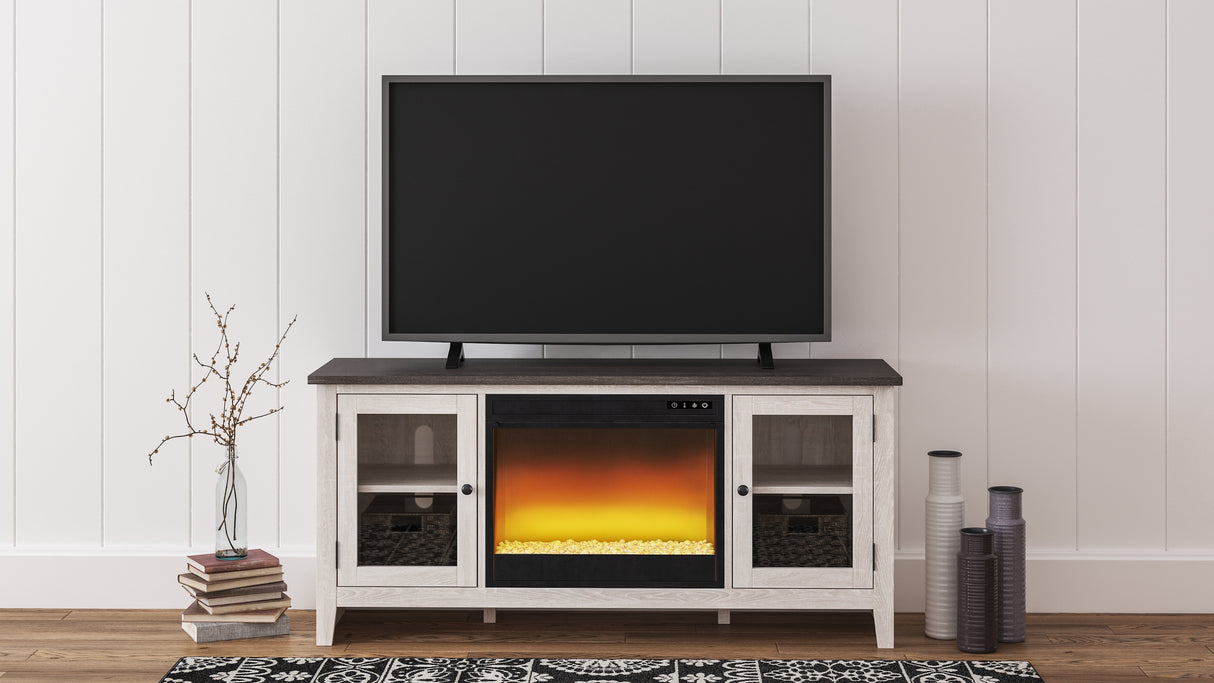 Furniture City Biloxi - Ashley Furniture - Dorrinson 60" TV Stand with Electric Fireplace - 60" TV Stand with Electric Fireplace / Two-tone - W287W2