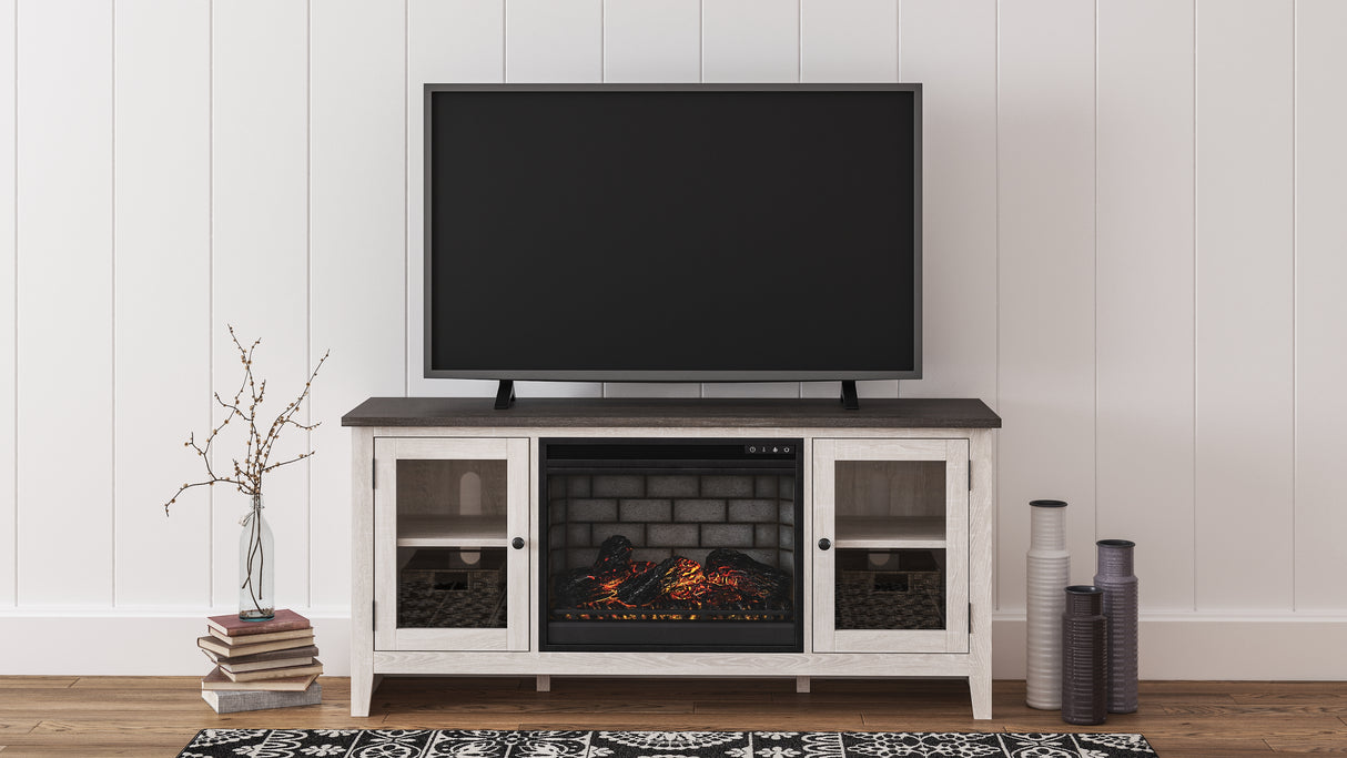 Furniture City Biloxi - Ashley Furniture - Dorrinson 60" TV Stand with Electric Fireplace - 60" TV Stand with Electric Fireplace / Two-tone - W287W3