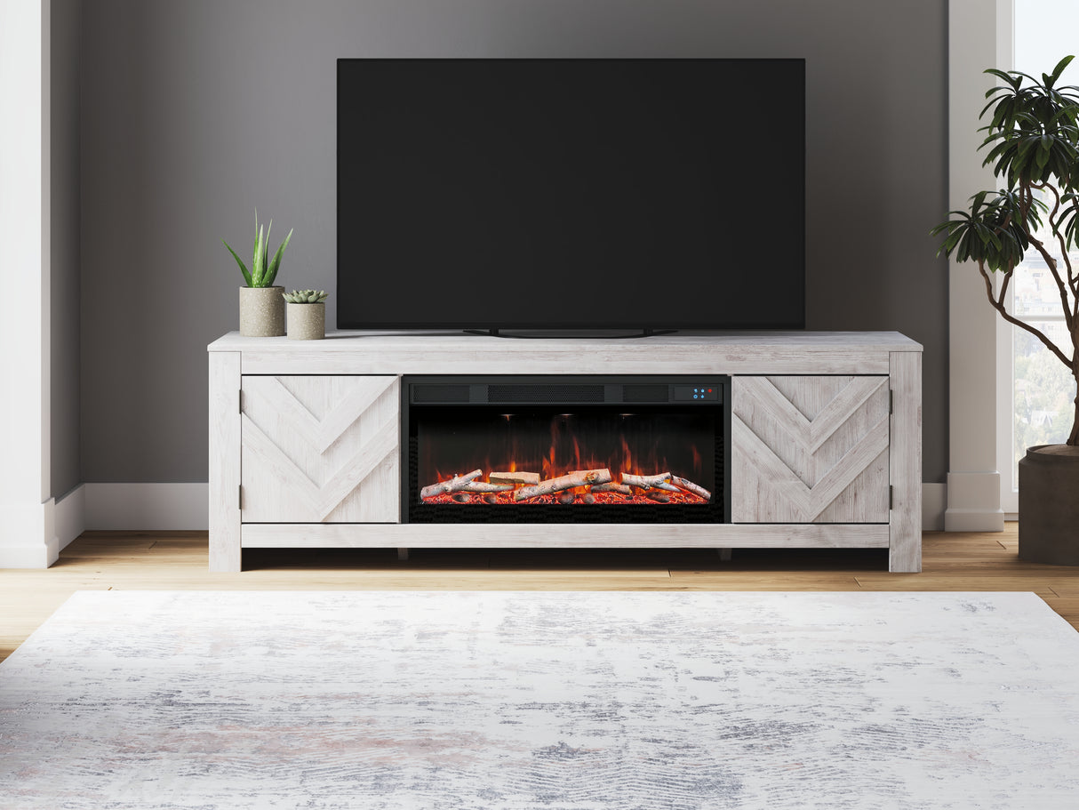 Furniture City Biloxi - Ashley Furniture - Cayboni 71" TV Stand with Electric Fireplace - 71" TV Stand with Electric Fireplace / Whitewash - W3788W1