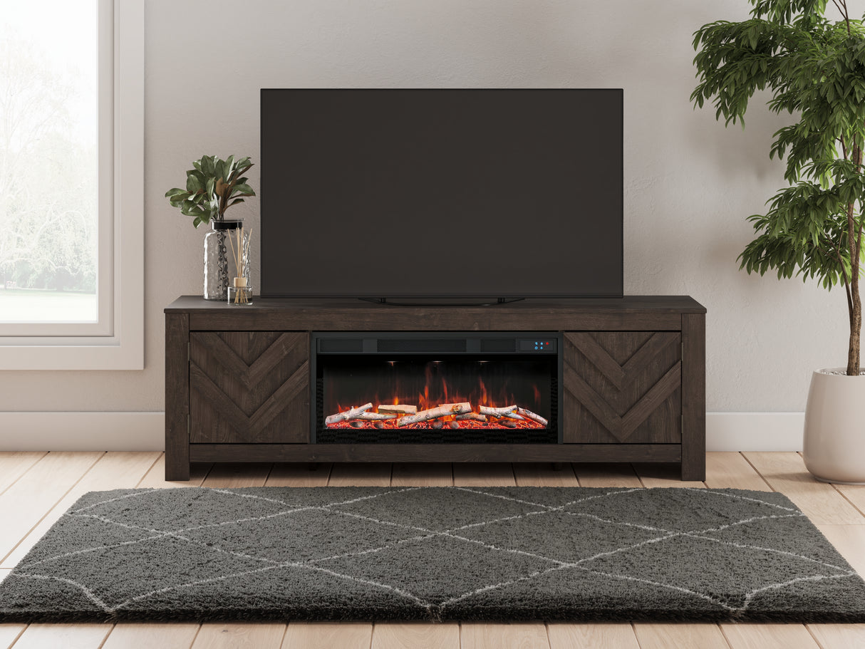 Furniture City Biloxi - Ashley Furniture - Cayboni 71" TV Stand with Electric Fireplace - 71" TV Stand with Electric Fireplace / Black - W3789W1
