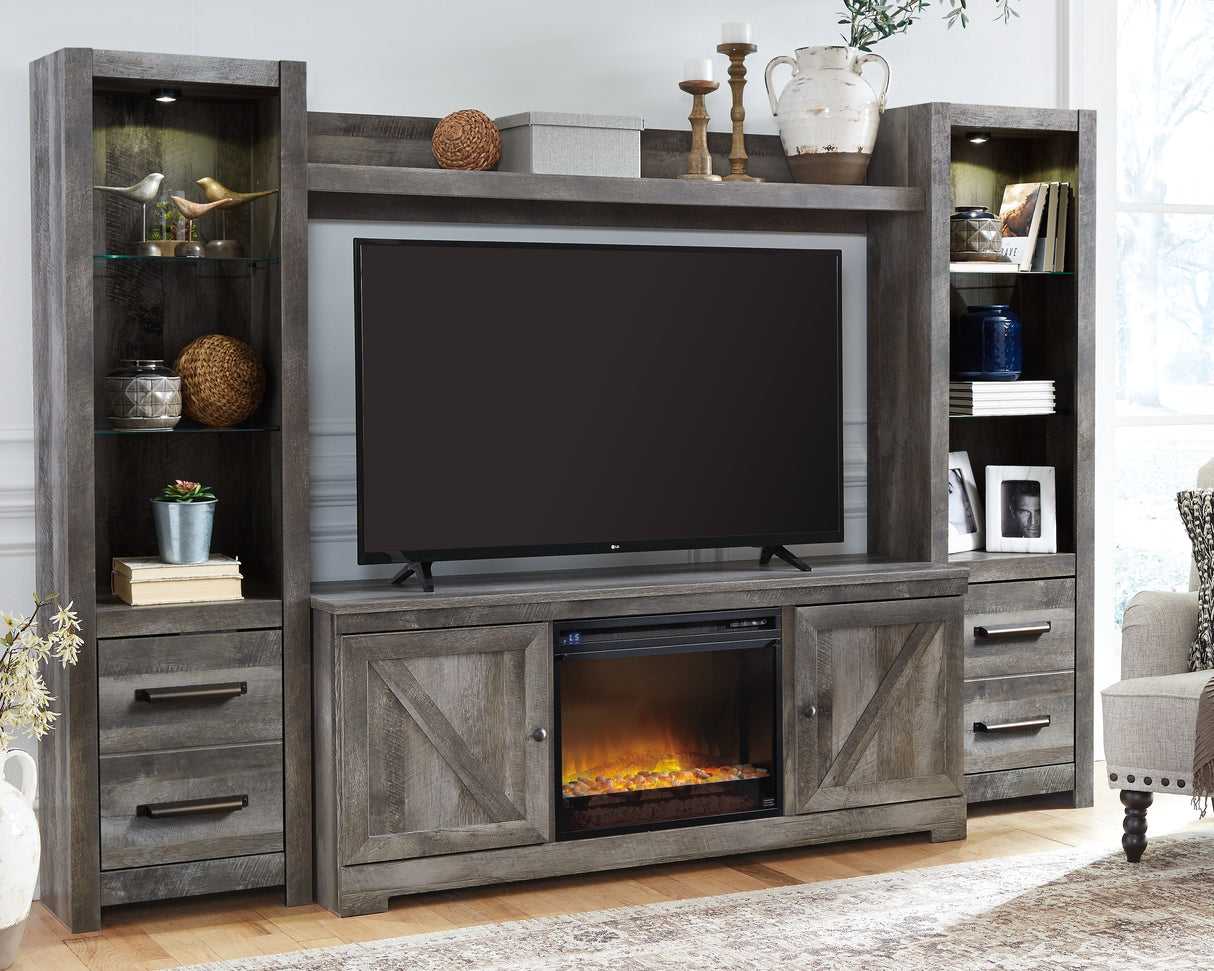Furniture City Biloxi - Ashley Furniture - Wynnlow 4-Piece Entertainment Center with Electric Fireplace - 4-Piece Entertainment Center with Electric Fireplace / Gray - W440W5