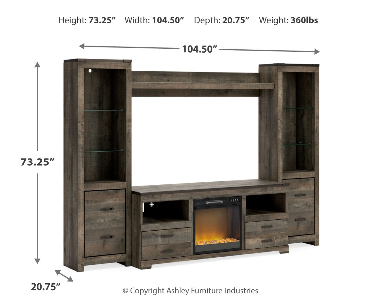 Trinell 4-Piece Entertainment Center with Electric Fireplace
