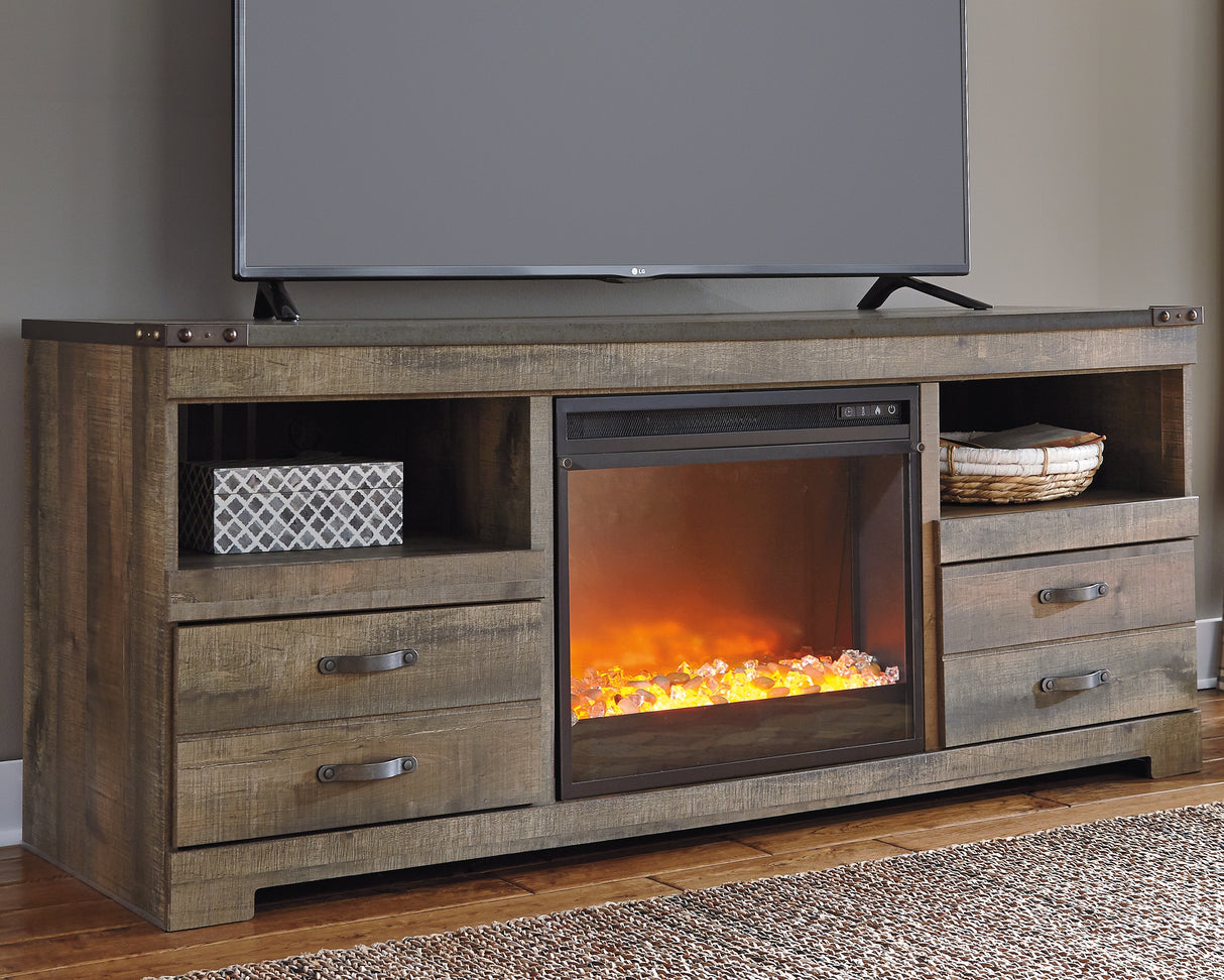 Furniture City Biloxi - Ashley Furniture - Trinell 63" TV Stand with Electric Fireplace - 63" TV Stand with Electric Fireplace / Brown - W446W5