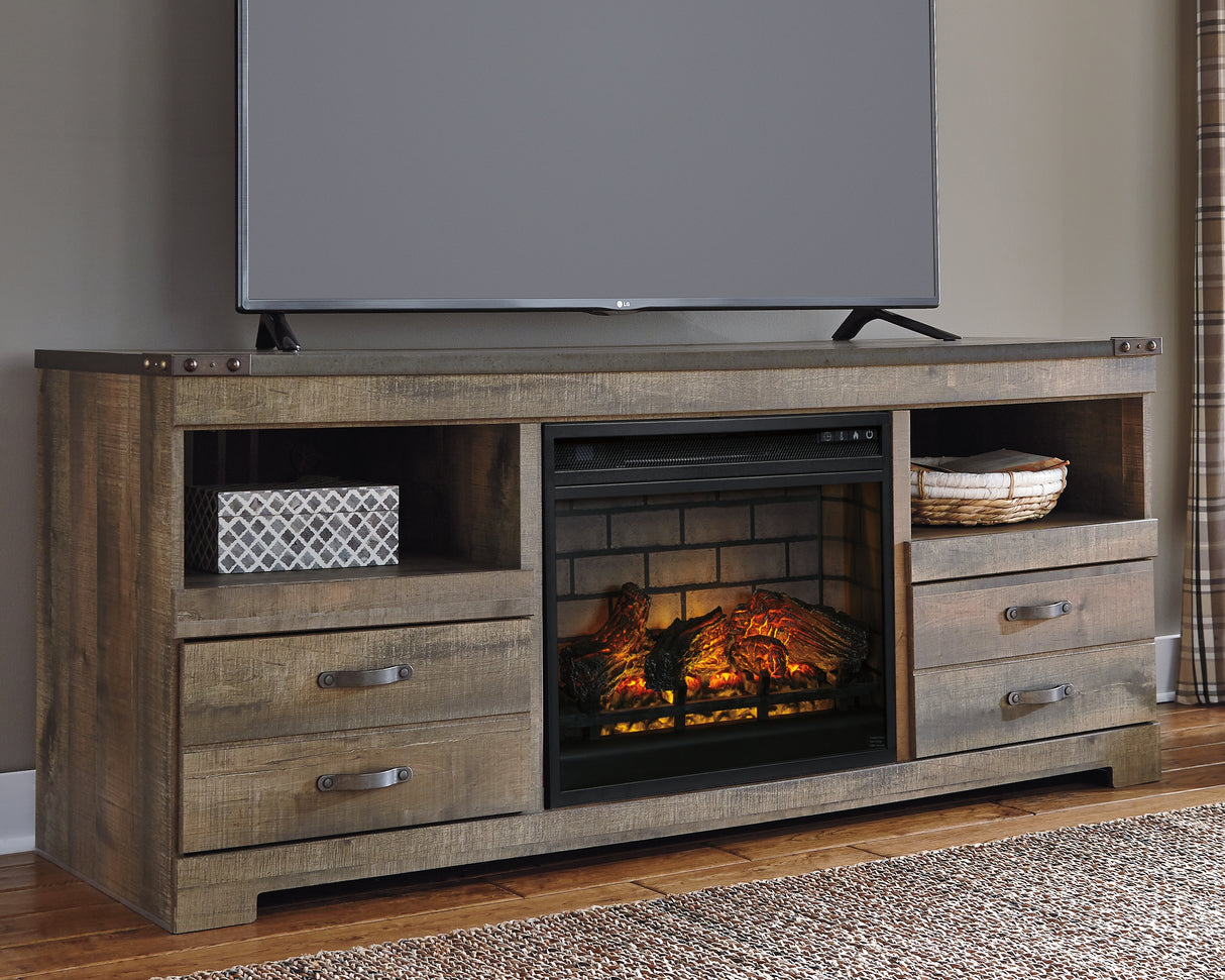 Furniture City Biloxi - Ashley Furniture - Trinell 63" TV Stand with Electric Fireplace - 63" TV Stand with Electric Fireplace / Brown - W446W9